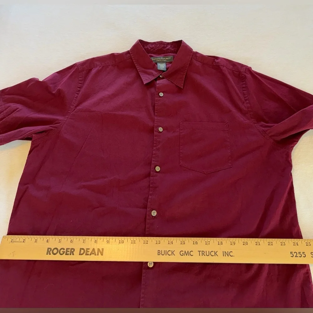 Men's‎ Dark Red Short Sleeve XL Button Down Classic Fit Shirt Banana Republic